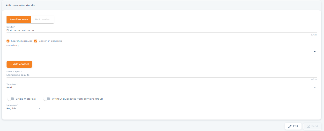 edit newsletter details